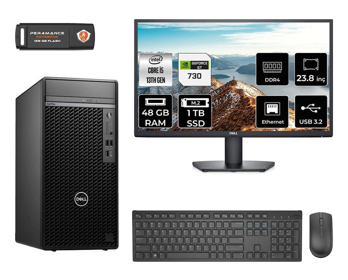 Dell OptiPlex 7010MT N010O7010MTU Harici GeForce GT 730 4 GB Intel Core i5 13500 48 GB Ram 1 TB SSD Tower FreeDos 23.8 inç Monitörlü Masaüstü Bilgisayar