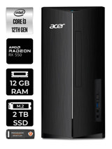 Acer Aspire DT.BHUEM.004 Harici Radeon RX 550 Intel Core i3 12100 12 GB Ram 2 TB SSD Tower Windows 11 Pro Masaüstü Bilgisayar + PER4 BELLEK