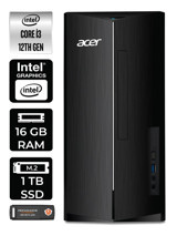 Acer Aspire TC1760 DT.BHUEM.004 Dahili Intel UHD Graphics Intel Core i3 12100 16 GB Ram 1 TB SSD Tower FreeDos Masaüstü Bilgisayar + PER4 BELLEK