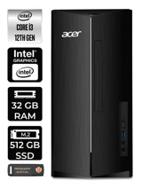 Acer Aspire TC1760 DT.BHUEM.004 Dahili Intel UHD Graphics Intel Core i3 12100 32 GB Ram 512 GB SSD Tower Windows 11 Home Masaüstü Bilgisayar + PER4 BELLEK