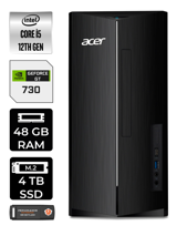 Acer Aspire DT.BHUEM.005 Harici GeForce GT 730 2 GB Intel Core i5 12400 48 GB Ram 4 TB SSD Tower FreeDos Masaüstü Bilgisayar + PER4 BELLEK