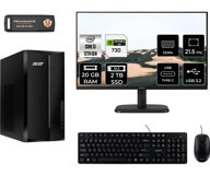 Acer Aspire TC1760 DTBHUEM004MNT2319 Harici GeForce GT 730 4 GB Intel Core i3 12100 20 GB Ram 2 TB SSD Tower FreeDos 21.5 inç Monitörlü Masaüstü Bilgisayar + PER4 BELLEK