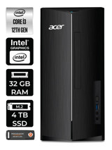 Acer Aspire TC1760 DT.BHUEM.004 Dahili Intel UHD Graphics Intel Core i3 12100 32 GB Ram 4 TB SSD Tower Windows 11 Pro Masaüstü Bilgisayar + PER4 BELLEK