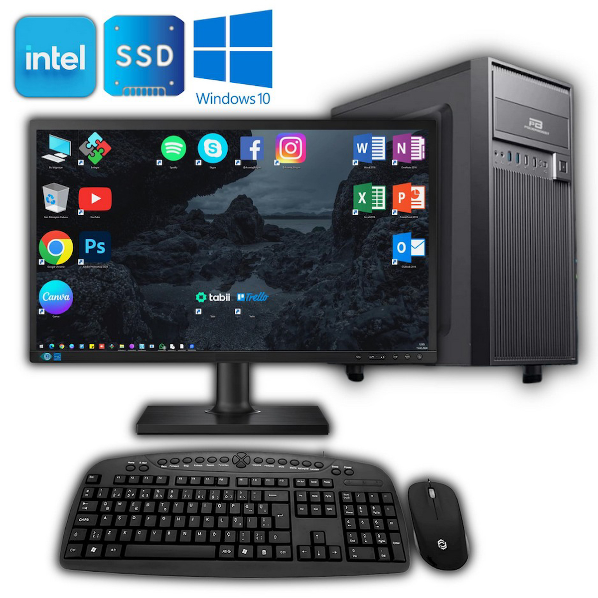 Avantron EVO7222 Dahili Intel UHD Graphics 770 Intel Core i7 12700K 64 GB Ram DDR4 512 GB SSD Tower FreeDos 23.8 inç Monitörlü Masaüstü Bilgisayar