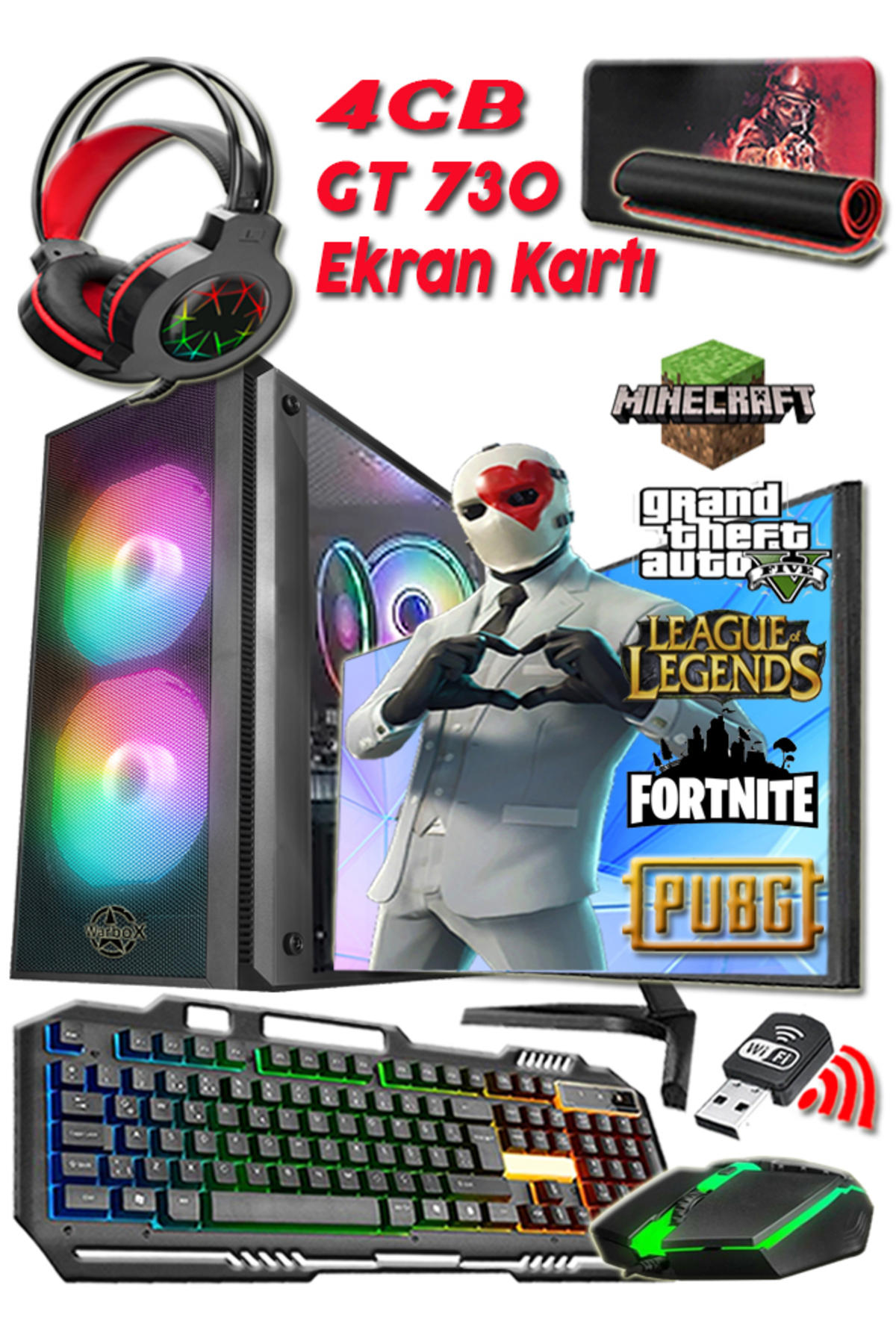 Warbox EKO Harici GeForce GT 730 Intel Core i5 6500 8 GB Ram 256 GB SSD Tower FreeDos 19.5 inç Monitörlü Masaüstü Bilgisayar