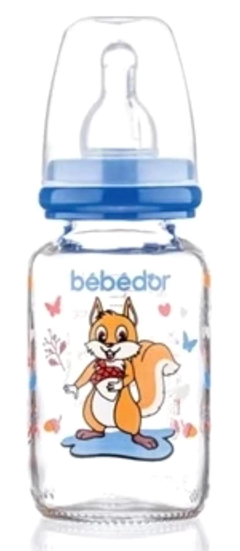 Bebedor B-30302 Plastik Yavaş Akışlı 0+ Ay Desenli Mavi Damaklı Biberon Seti 125 ml