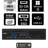 Asus PB63 PB63P1380 Dahili Intel UHD Graphics 730 Intel Core i3 13100 32 GB 4 TB Windows 11 Pro Mini Pc + Per4 USB Flash Bellek