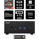 Asus ExpertCenter PN52-P2355 Dahili Radeon RX Vega 8 AMD Ryzen 7 5800H 8 GB 4 TB Windows 11 Home Mini Pc + Per4 USB Flash Bellek