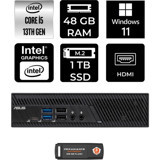 Asus PB63 PB63P393 Dahili Intel UHD Graphics 730 Intel Core i5 13400 48 GB 1 TB Windows 11 Home Mini Pc + Per4 USB Flash Bellek