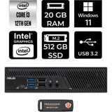 Asus PB63 PB63P1367 Dahili Intel UHD Graphics 730 Intel Core i3 13100 20 GB 512 GB Windows 11 Pro Mini Pc + Per4 USB Flash Bellek