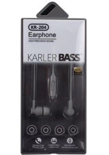 Karler Kr-204 Silikonlu Mikrofonlu 3.5 Mm Jak Kablolu Kulaklık Siyah