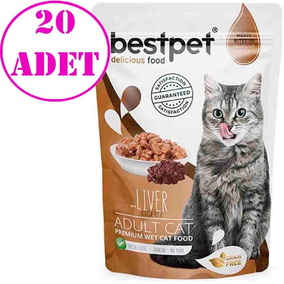 Best Pet Ciğerli Parça Etli Yaş Kedi Maması 20x85 gr