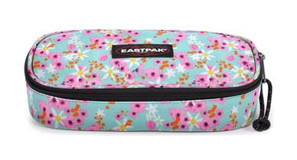 Eastpak Oval Single Ditsy Turquoise Çok Renkli Düz Bez Tek Gözlü Çiçek Oval Cüzdan Kalemlik