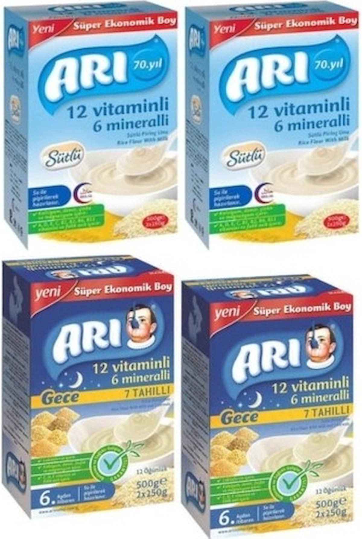 Ari Gece Laktozsuz Tahılsız Glutensiz Organik Karışık Kaşık Maması 4x250 gr