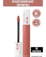 Maybelline New York Super Stay Ink 65 Seductress Nude Kalıcı Mat Likit Fırçalı Ruj