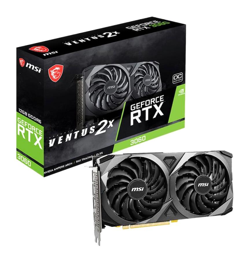 MSI Ventus 2X RTX 3060 OC 12 GB GDDR6 PCI-Express 4.0 DirectX 12 Ultimate SLI Crossfire 2 Fanlı 192 Bit Masaüstü NVIDIA Ekran Kartı