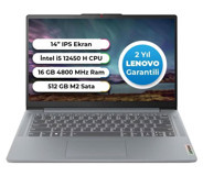 Lenovo Ideapad 3 83EQ0065TR Harici Intel UHD Graphics Intel Core i5 12450H 16 GB Ram 512 GB SSD 14 inç Full HD FreeDos Laptop