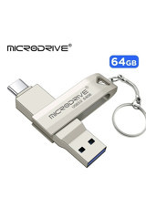 Microdrive Çift Taraflı USB 3.0 Usb Type-C 64 GB Flash Bellek Gümüş