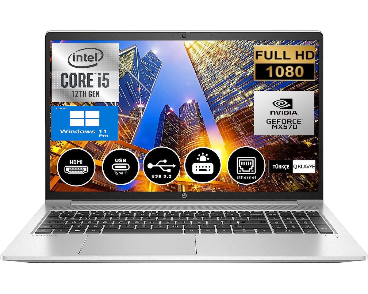 HP Probook 450 G9 6S6X0EA27 Harici GeForce MX 570A Intel Core i5 1235U 64 GB Ram 512 GB SSD 15.6 inç Full HD Windows 11 Pro Oyuncu Laptop