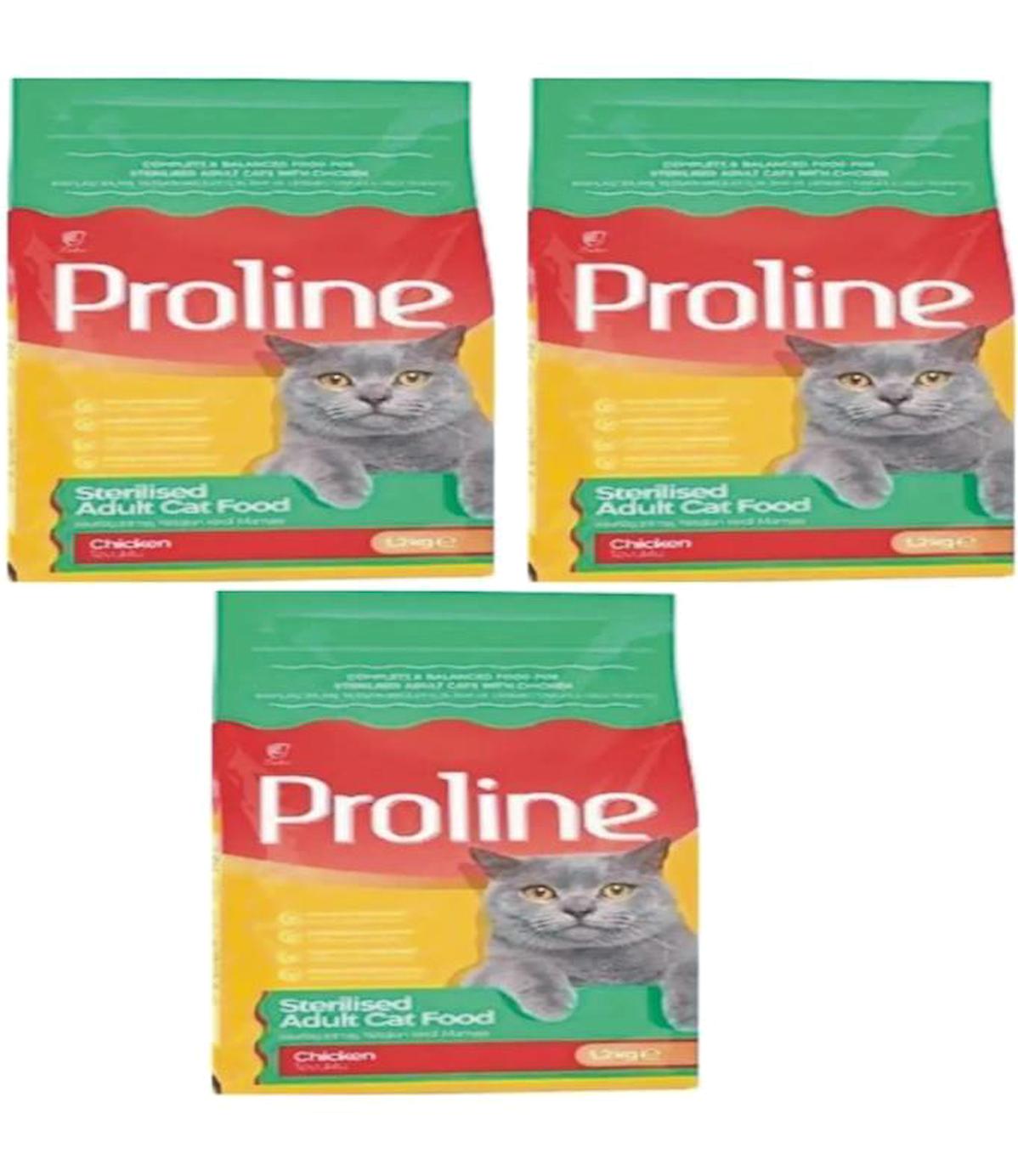 Proline Tavuk Kısırlaştırılmış Tahıllı Yetişkin Kuru Kedi Maması 3x1.2 kg