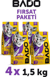 Bado Tavuk Tahıllı Yetişkin Kuru Kedi Maması 4x1.5 kg