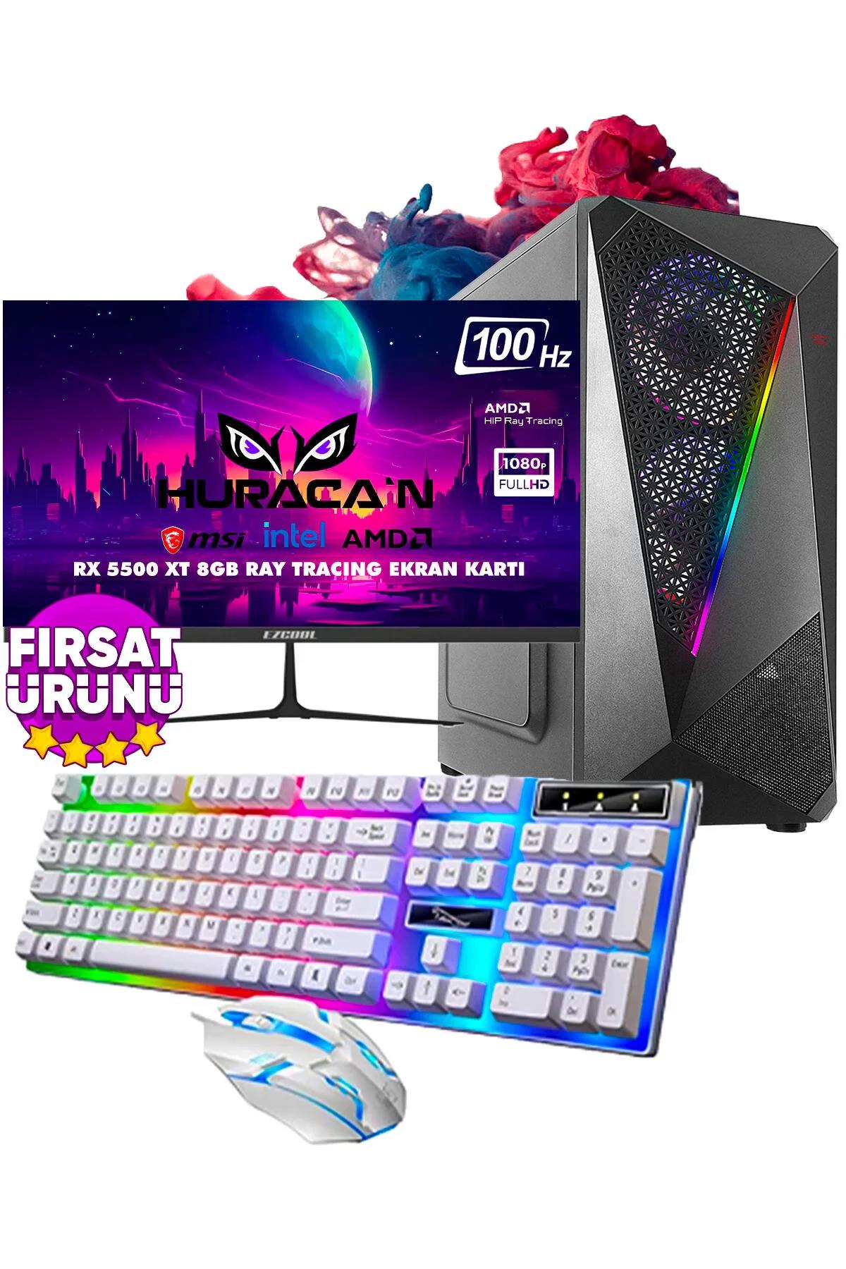 Huracan RX55 Harici Radeon RX 5500 XT Intel Core i3 10100F 8 GB Ram DDR4 512 GB SSD Tower FreeDos 23.8 inç Monitörlü Masaüstü Oyuncu Bilgisayarı