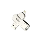 Netac U652 Çift Taraflı USB 3.0 Lightning 128 GB Flash Bellek Gümüş