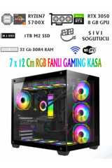 Ramtech Aquarium X40 Harici GeForce RTX 3050 AMD Ryzen 7 5700X 32 GB Ram 1 TB SSD Tower FreeDos Masaüstü Oyuncu Bilgisayarı