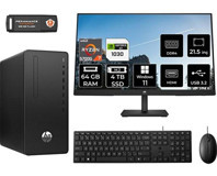 Hp 295 G8 6D389EAMNT3400 Harici GeForce GT 1030 AMD Ryzen 7 5700G 64 GB Ram 4 TB SSD Tower Windows 11 Home 21.5 inç Monitörlü Masaüstü Oyuncu Bilgisayarı + PER4 BELLEK