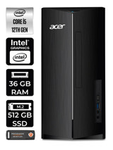 Acer Aspire TC1760 DT.BHUEM.005 Dahili Intel UHD Graphics 730 Intel Core i5 12400 36 GB Ram 512 GB SSD Tower Windows 11 Pro Masaüstü Bilgisayar + PER4 BELLEK