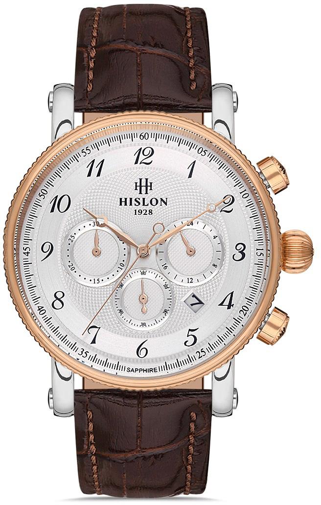 Hislon MS102T-02KR Pusulalı Takvimli Kahverengi Metal Kordon Analog Erkek Kol Saati