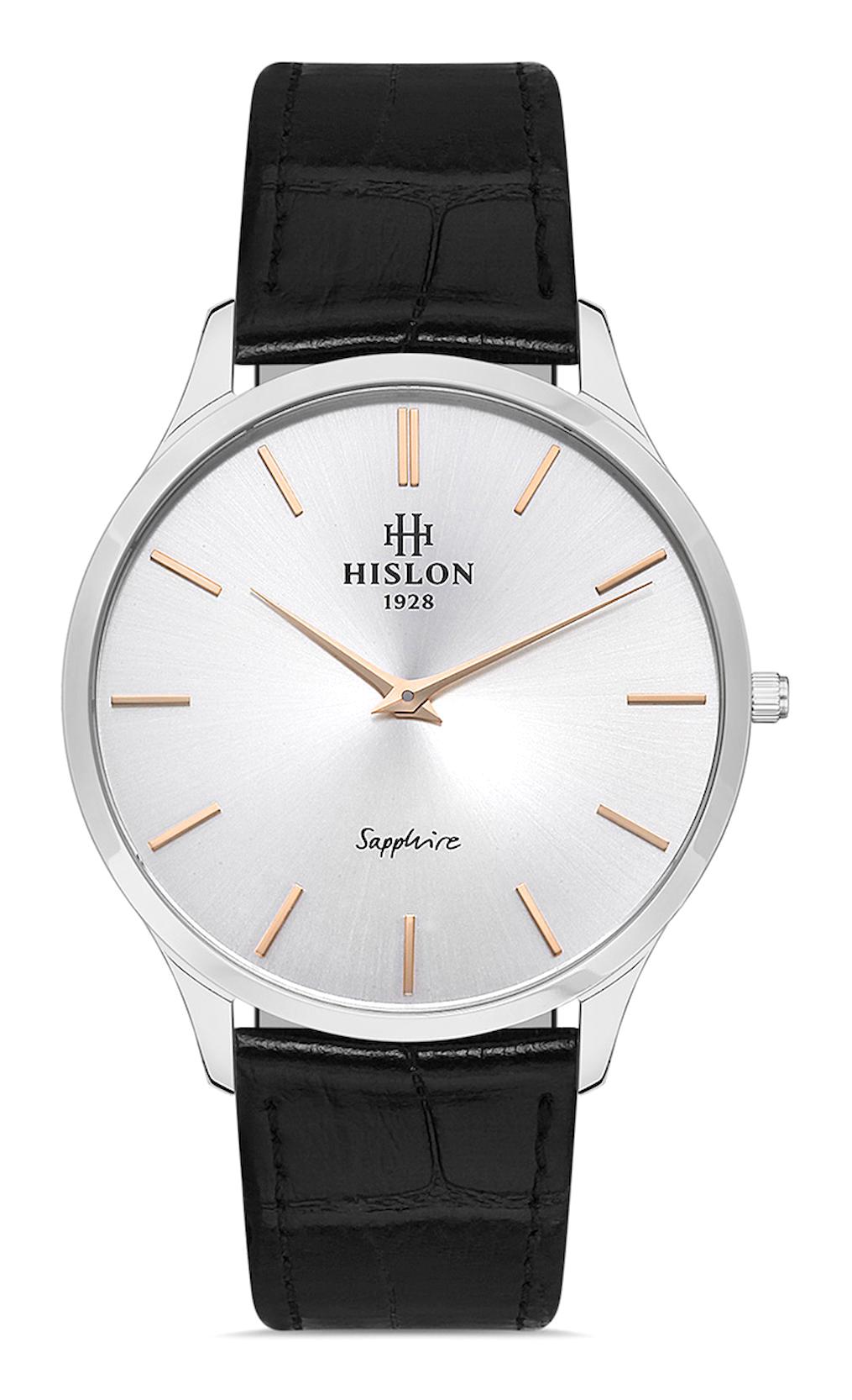 Hislon CL135S-02BR 40 mm Siyah Deri Kordon Analog Erkek Kol Saati