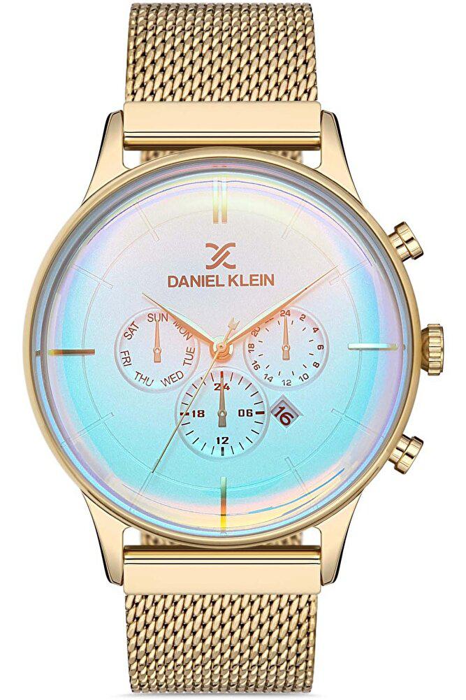 Daniel Klein DK013435D-05 Takvimli 43 mm Sarı Hasır Kordon Analog Erkek Kol Saati