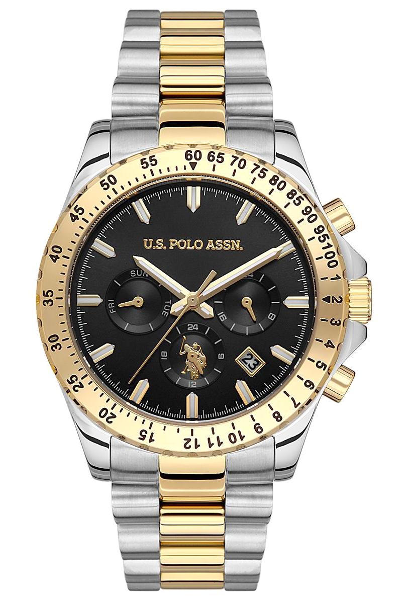 U.S. Polo Assn USPA1052-05 Takvimli 42 mm Altın-Çelik Kordon Analog Erkek Kol Saati