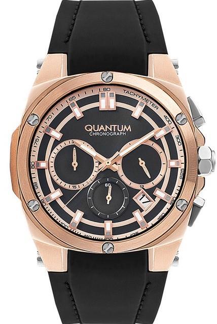 Quantum HNG905.451 Takvimli 45 mm Rose Gold Silikon Kordon Analog Erkek Kol Saati