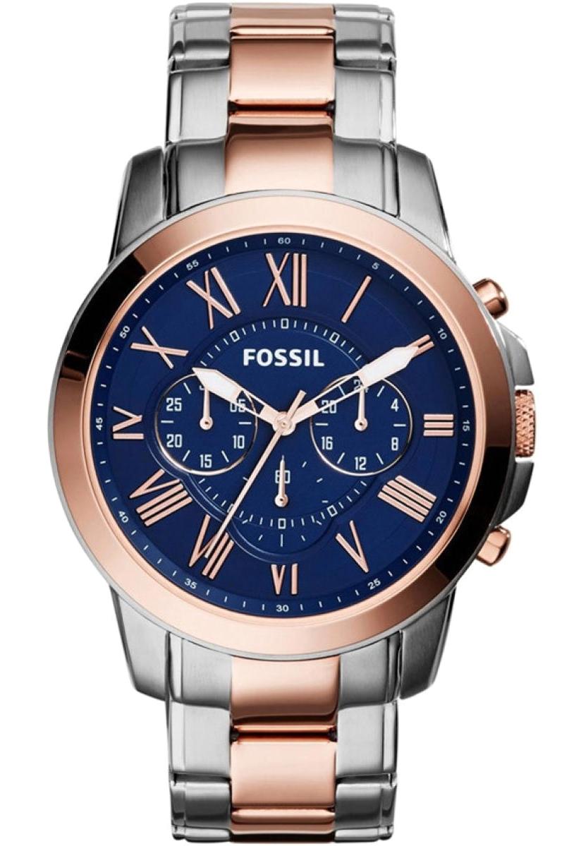 Fossil FFS5024 Takvimli 44 mm Gri-Rose Gold Çelik Kordon Analog Erkek Kol Saati