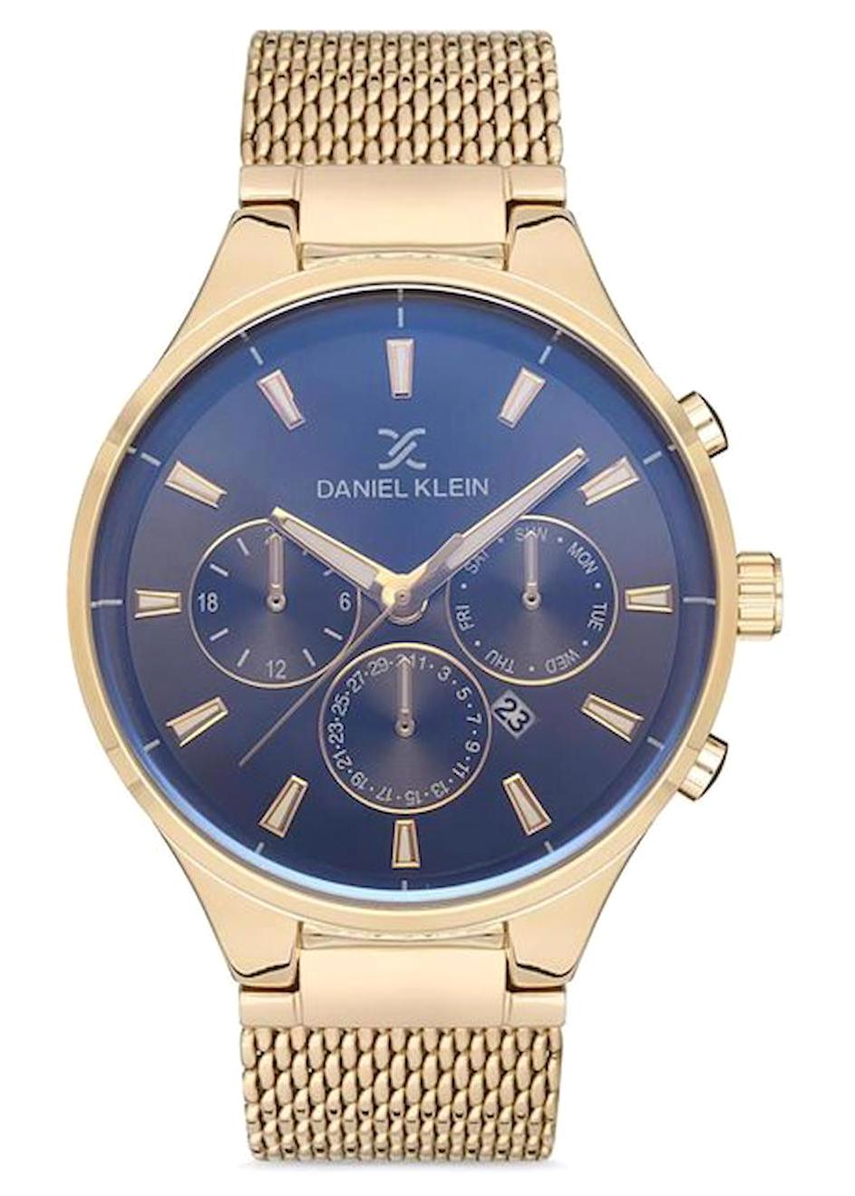 Daniel Klein DK012160L-08 Takvimli 44 mm Altın Metal Kordon Analog Erkek Kol Saati