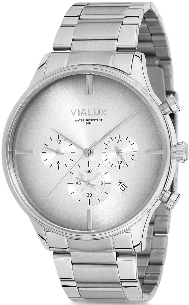 Vialux VX511S-02SS Takvimli 43 mm Çelik Kordon Analog Kol Saati