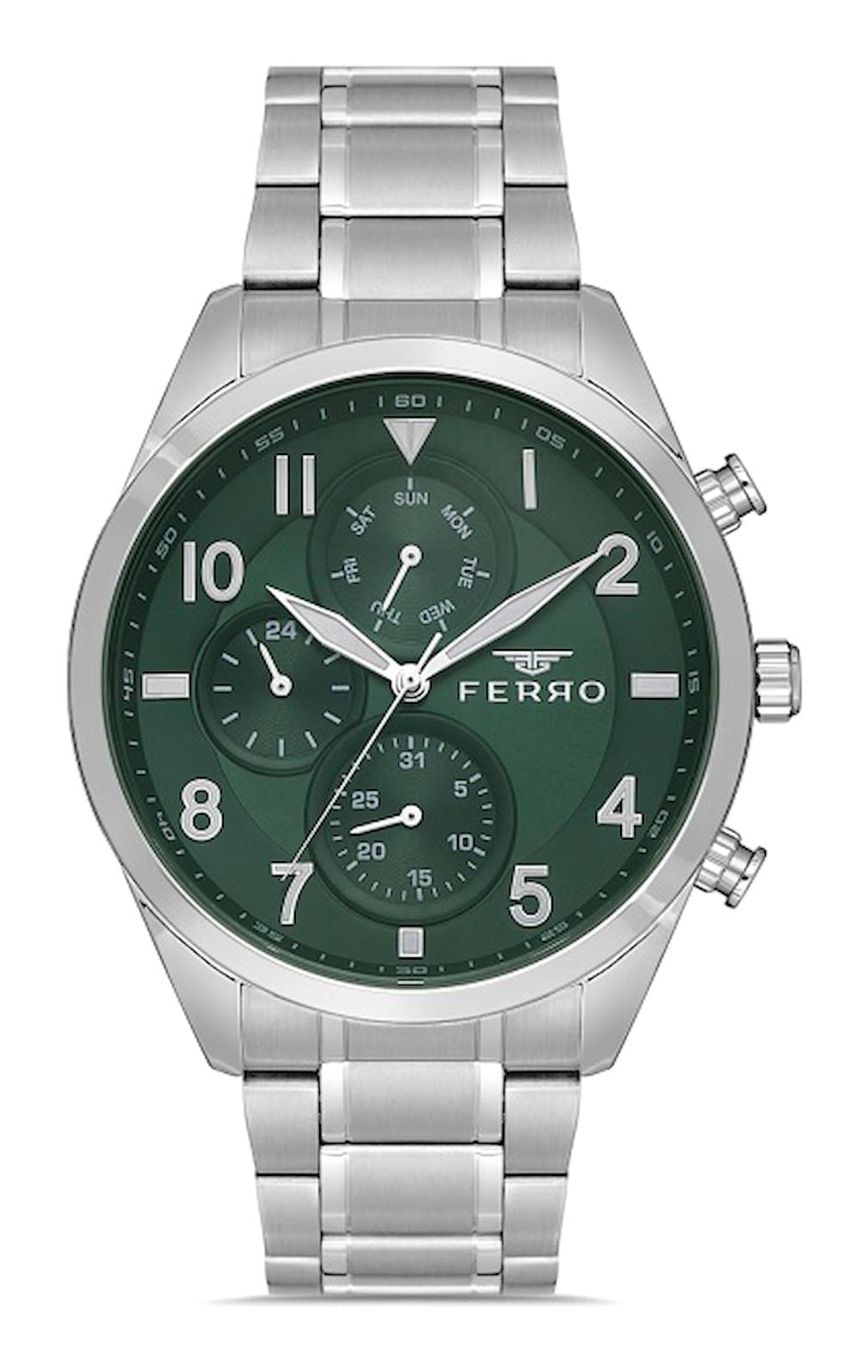 Ferro FM31454A-A6 Takvimli 44 mm Metal Kordon Analog Erkek Kol Saati