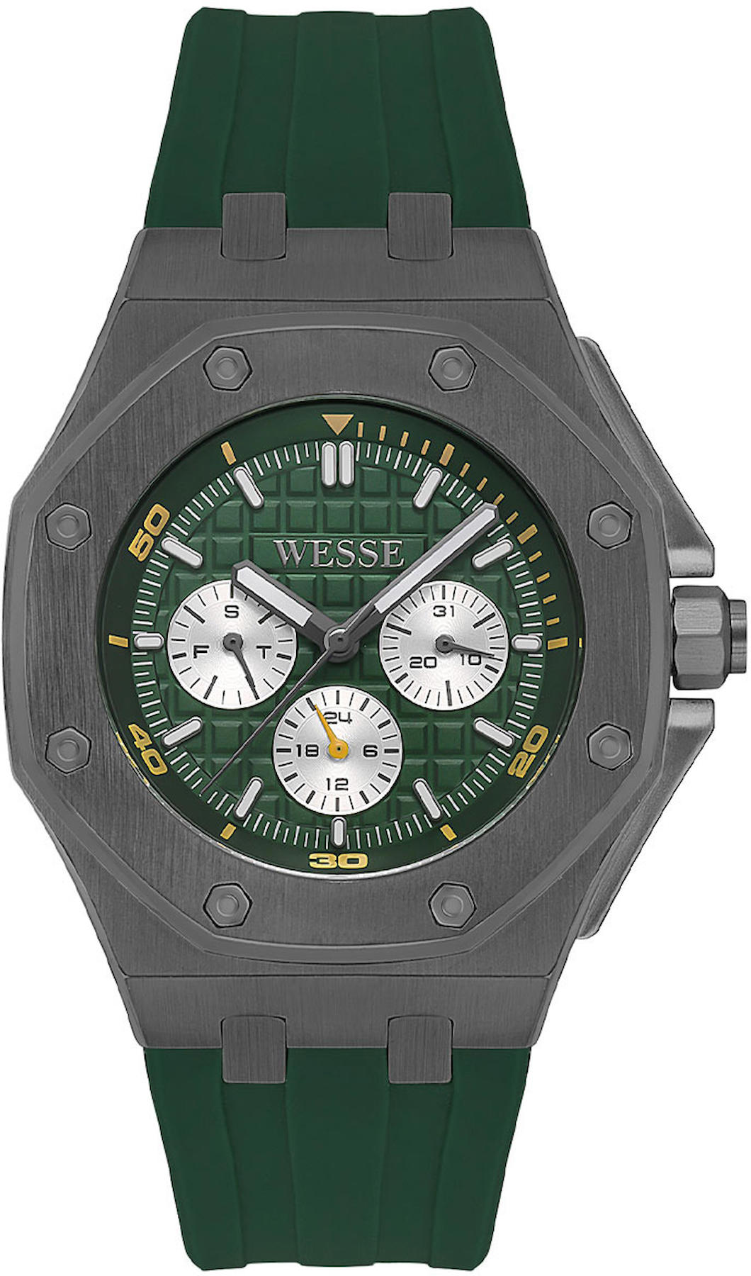 Wesse WWG402404 Pusulalı Takvimli 44 mm Yeşil Plastik Kordon Analog Erkek Kol Saati