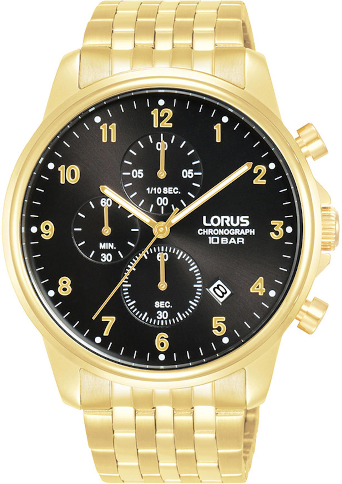 Lorus RM340JX9 Takvimli 43 mm Altın Çelik Kordon Analog Erkek Kol Saati