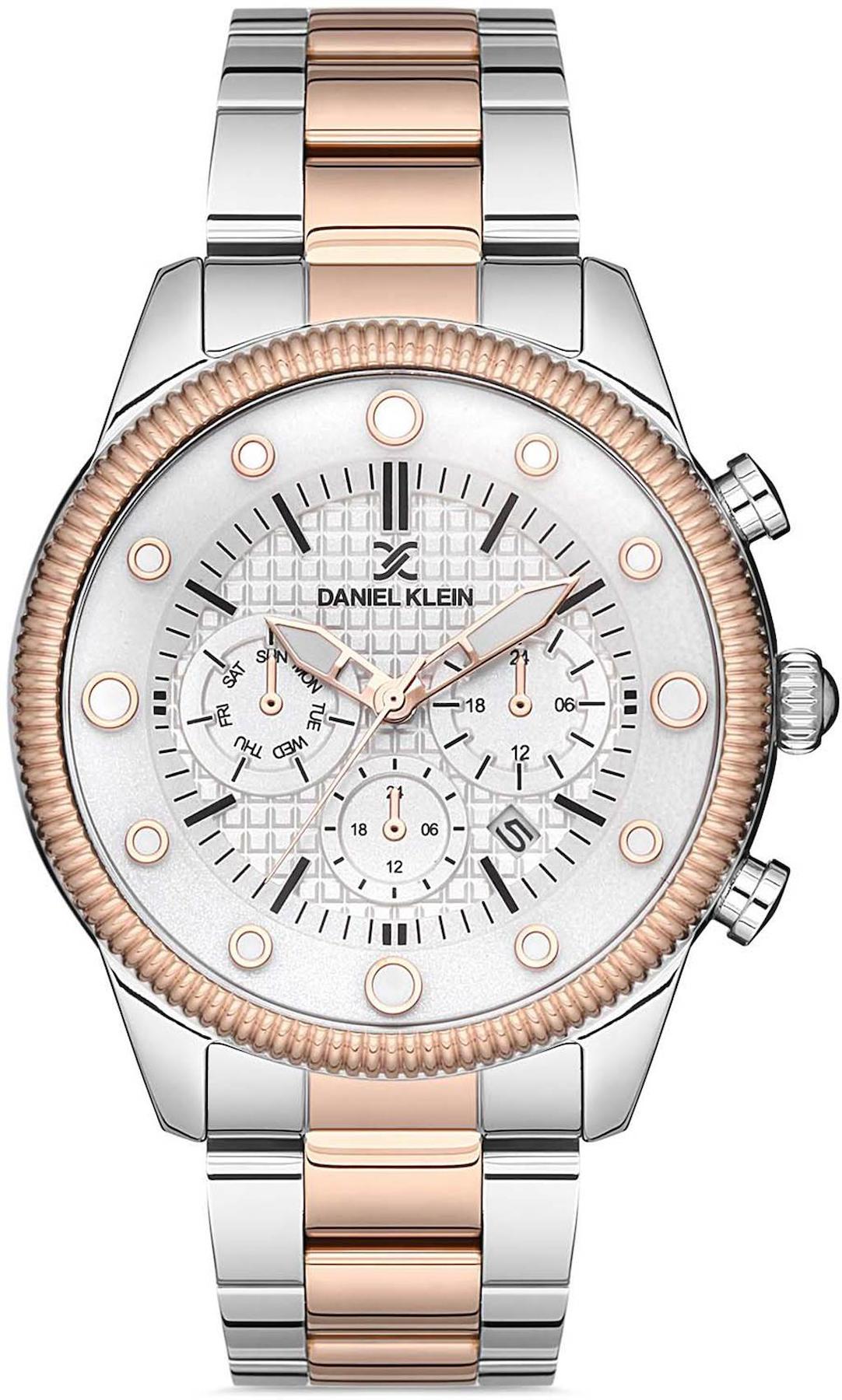 Daniel Klein DK013532E-03 Takvimli Gri-Rose Gold Çelik Kordon Analog Erkek Kol Saati