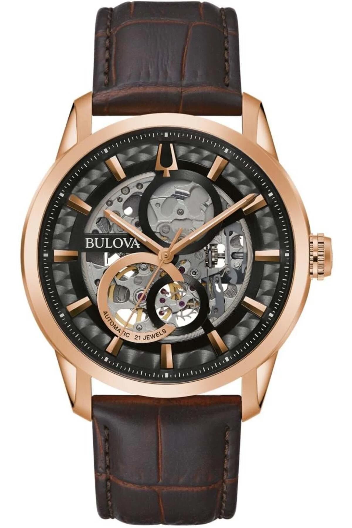 Bulova 97A169 43 mm Kahverengi Deri Kordon Analog Erkek Kol Saati