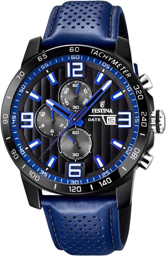 Festina F20339-4 Takvimli 45 mm Lacivert Deri Kordon Analog Kol Saati