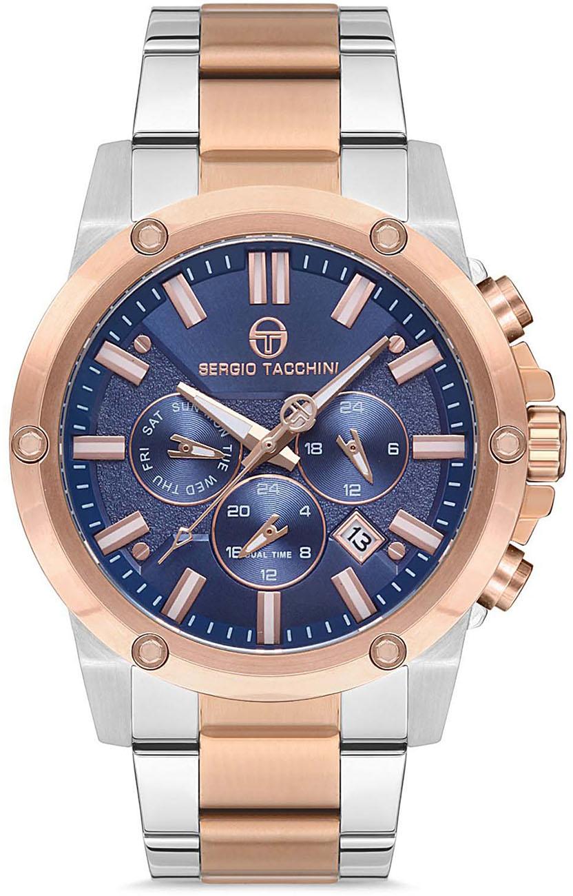 Sergio Tacchini ST.1.10109.6 Takvimli 44 mm Gri-Rose Gold Çelik Kordon Analog Kol Saati