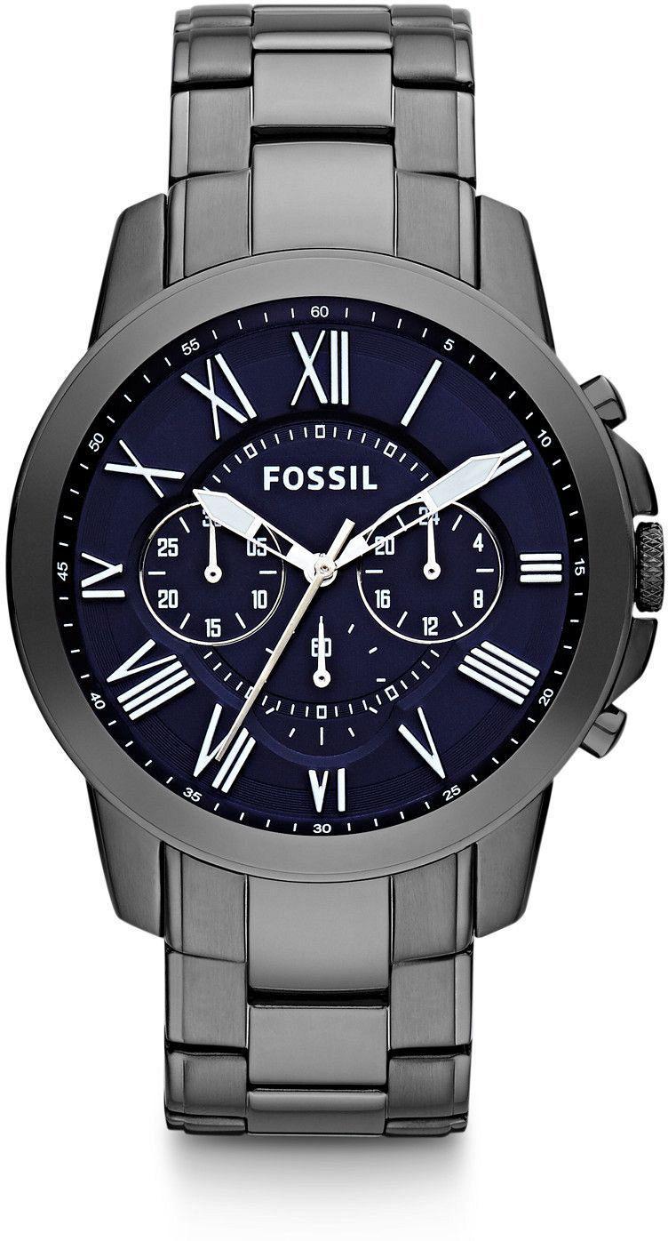 Fossil FS4831 Takvimli 44 mm Füme Çelik Kordon Analog Erkek Kol Saati