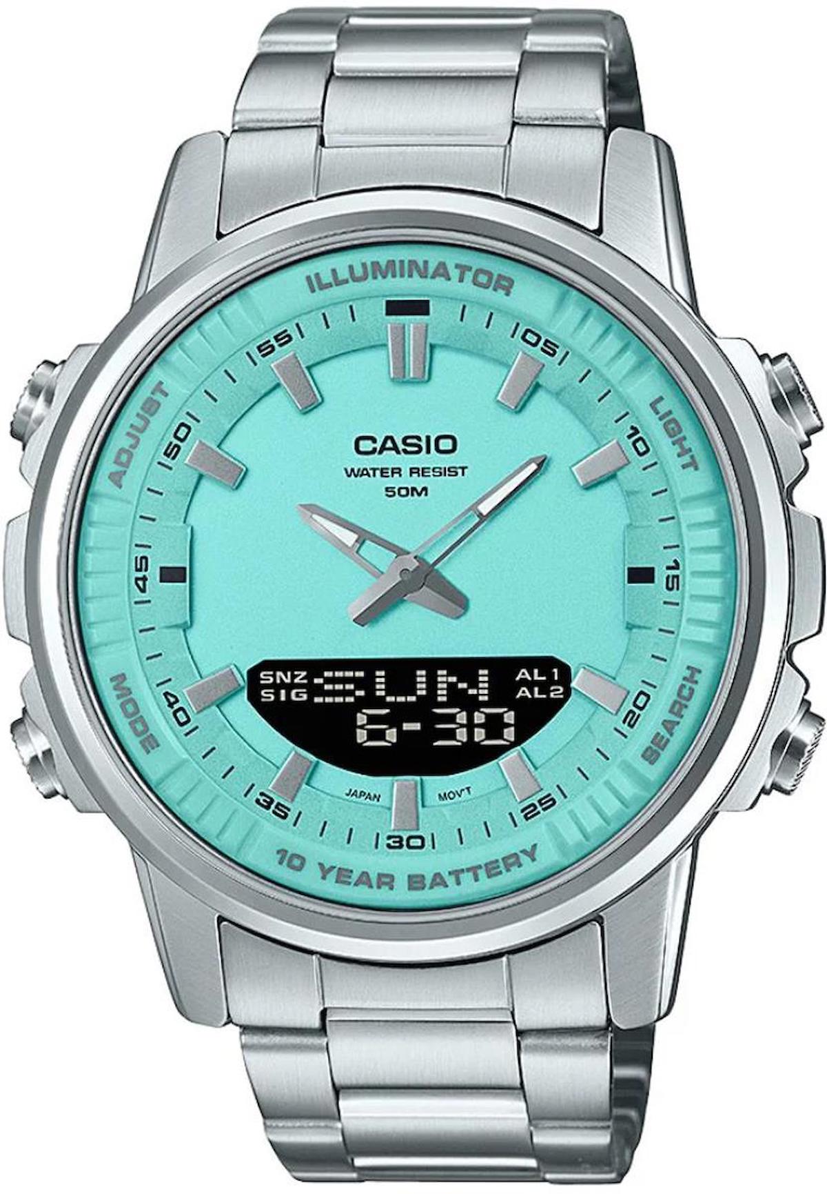 Casio AMW-880D-2A2VDF Takvimli 47 mm Çelik Kordon Analog Erkek Kol Saati