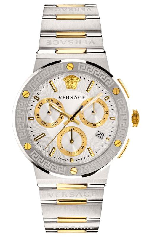 Versace VRSCVEZ900321 Takvimli 43 mm Altın-Çelik Kordon Analog Erkek Kol Saati