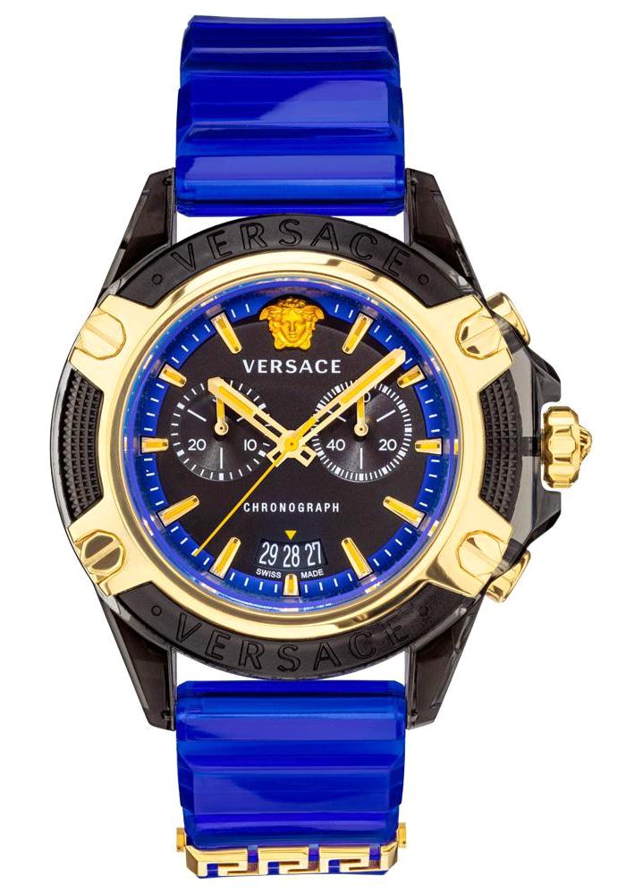 Versace VRSCVEZ700521 Takvimli 44 mm Mavi Polikarbon Kordon Analog Erkek Kol Saati