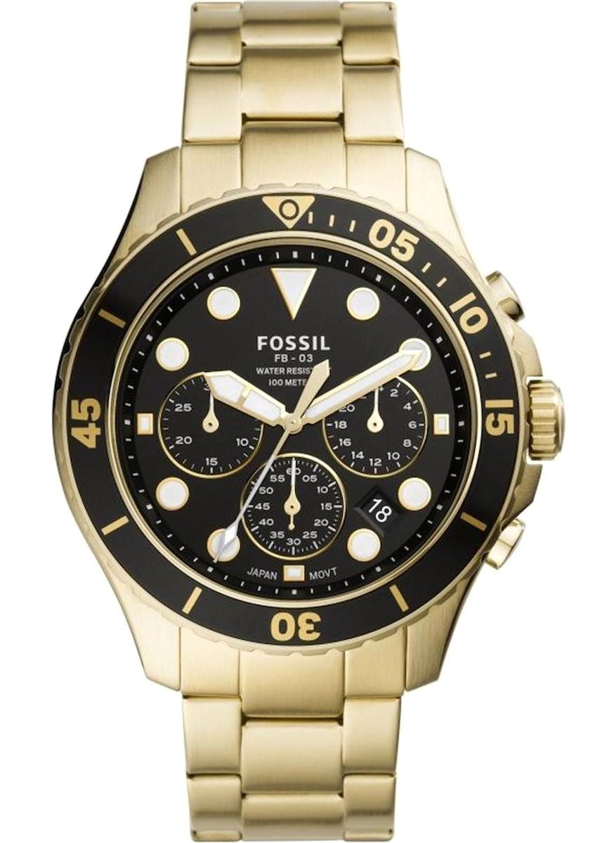 Fossil FFS5727 Takvimli 46 mm Altın Çelik Kordon Analog Erkek Kol Saati